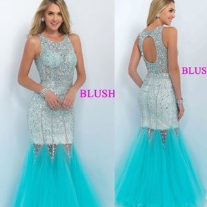 Colors embellished trumpet keyhole back long gown